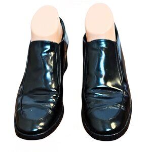 Vintage Cole Haan Womens Loafer Size 9.5 Black Patent Leather Low Heel Italy Cas